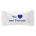 Hard Peppermint Balls in a We Love Our Patrons Wrapper